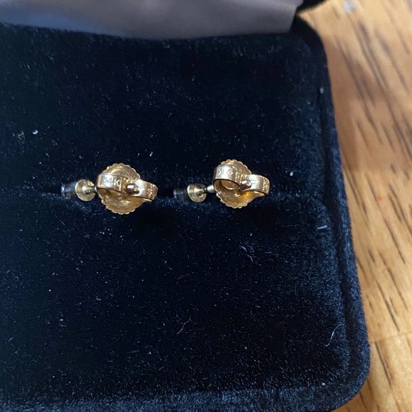 14k Diamond Gold Screw Back Earrings - Picture 6 of 6